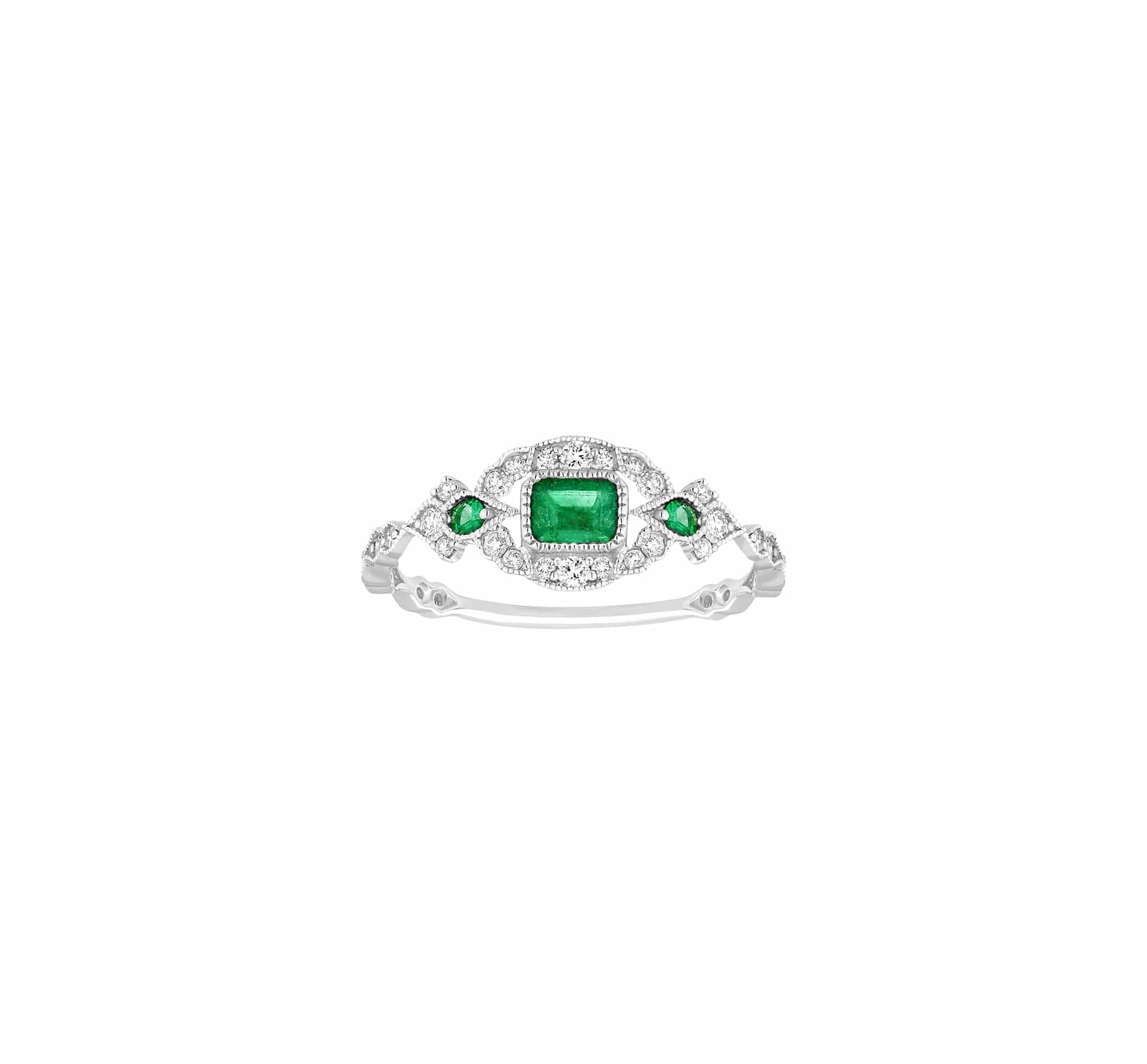 Small ring Hope Gold, diamonds and emeralds